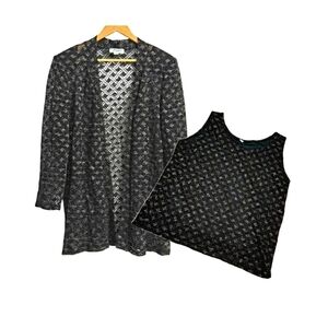 Lorizia Collection Open Metallic Lace Cardigan Sweater Set